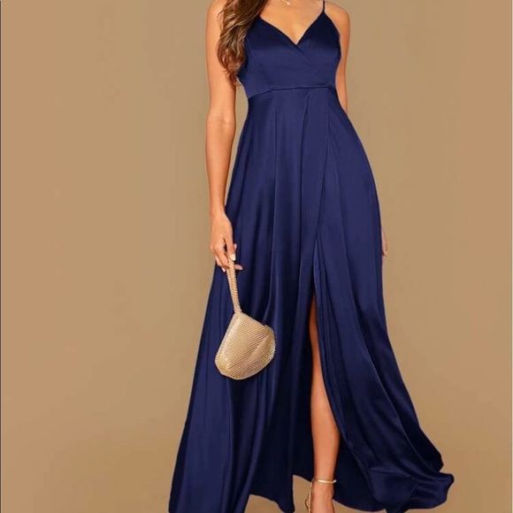 And The Why Women's Royal Blue Satin Cami with Adjustable Strap main image 1